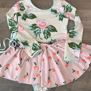SweetHoney Floral Peaches Leotard & Skirt